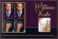 Royal Engagement Mint Sheet of 4 Stamps St. Vincent, 2011